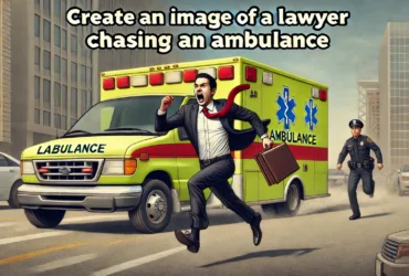 Create an Image of a Lawyer Chasing an Ambulance